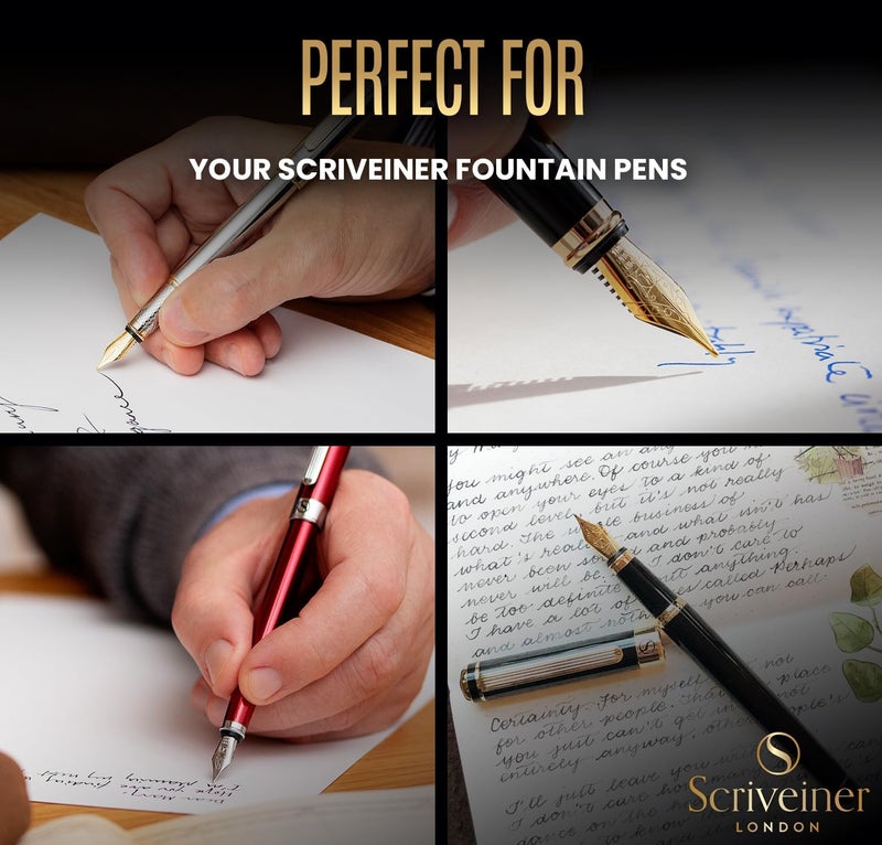 Scriveiner Fountain Pen Ink Cartridges - Black - 20 Standard International, Made in UK, The Best Cartridge for Your Pen, Refill Size Fits A Wide Range of Fountain Pens - Image 4